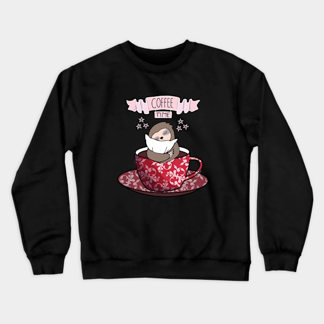 Sloth and coffee cup Crewneck Sweatshirt by Collagedream